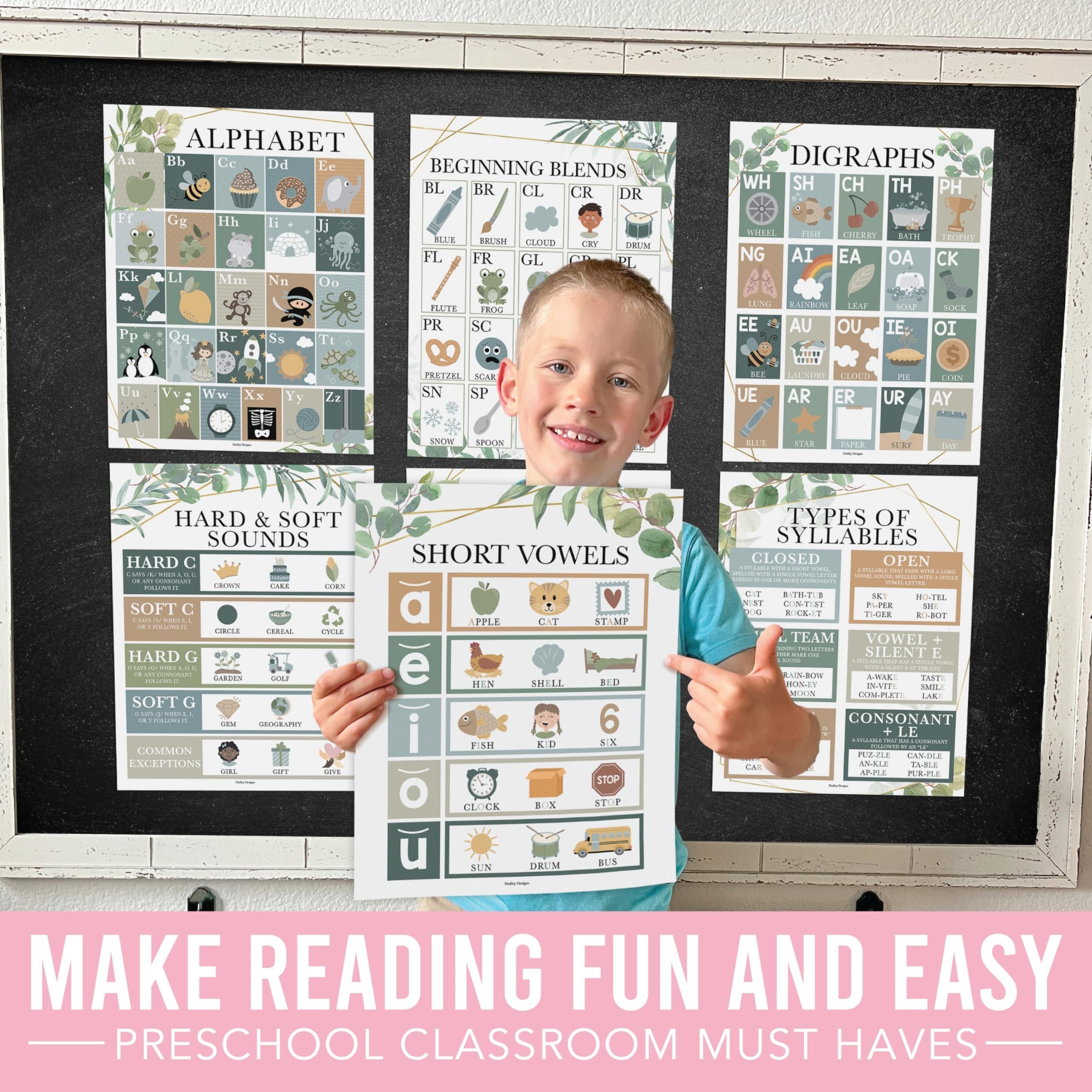 Phonics & Vowels Posters | Set of 9 | Educational Posters