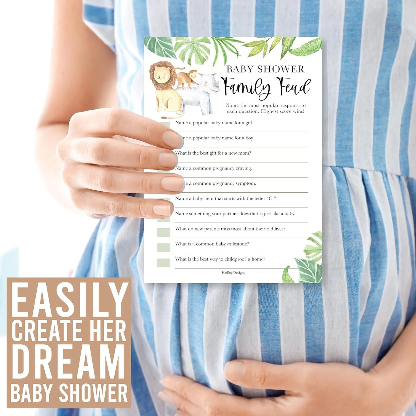 20 Safari Baby Shower Games Gender Neutral - Hilarious Baby Shower Games for Girl, Funny Baby Shower Games Boy, The Price is Right Baby Shower Game Cards, Baby Games for Baby Shower Family Feud Game