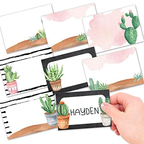 Cactus Name Tag Stickers | Set of 56 | Classroom Supplies