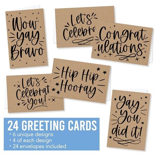 Folded Congratulations Cards | Set of 24 | Cards & Party | Envelopes Included