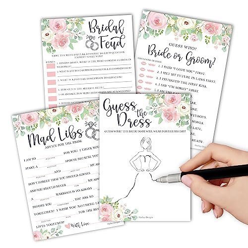 Mad Libs, Bridal Feud, Bride or Groom, Figure out the Dress Games | Set of 40 | Bridal Shower Games
