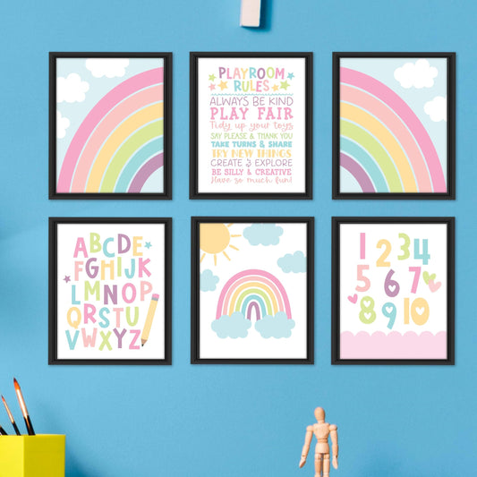 6 Colorful Kids Playroom Wall Decor - Kids Playroom Decor Wall, Playroom Signs, Playroom Wall Art Kids Room, Playroom Art, Play Room Wall Decor, Play Room Sign, Play Wall Decor, Play Room Essentials