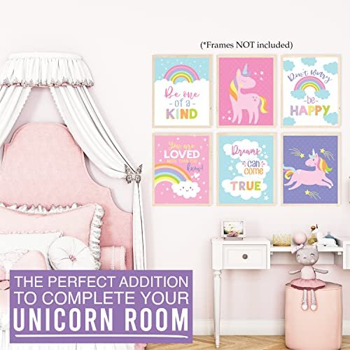 Unicorn Children's Wall Art | Set of 6 | Home Decor