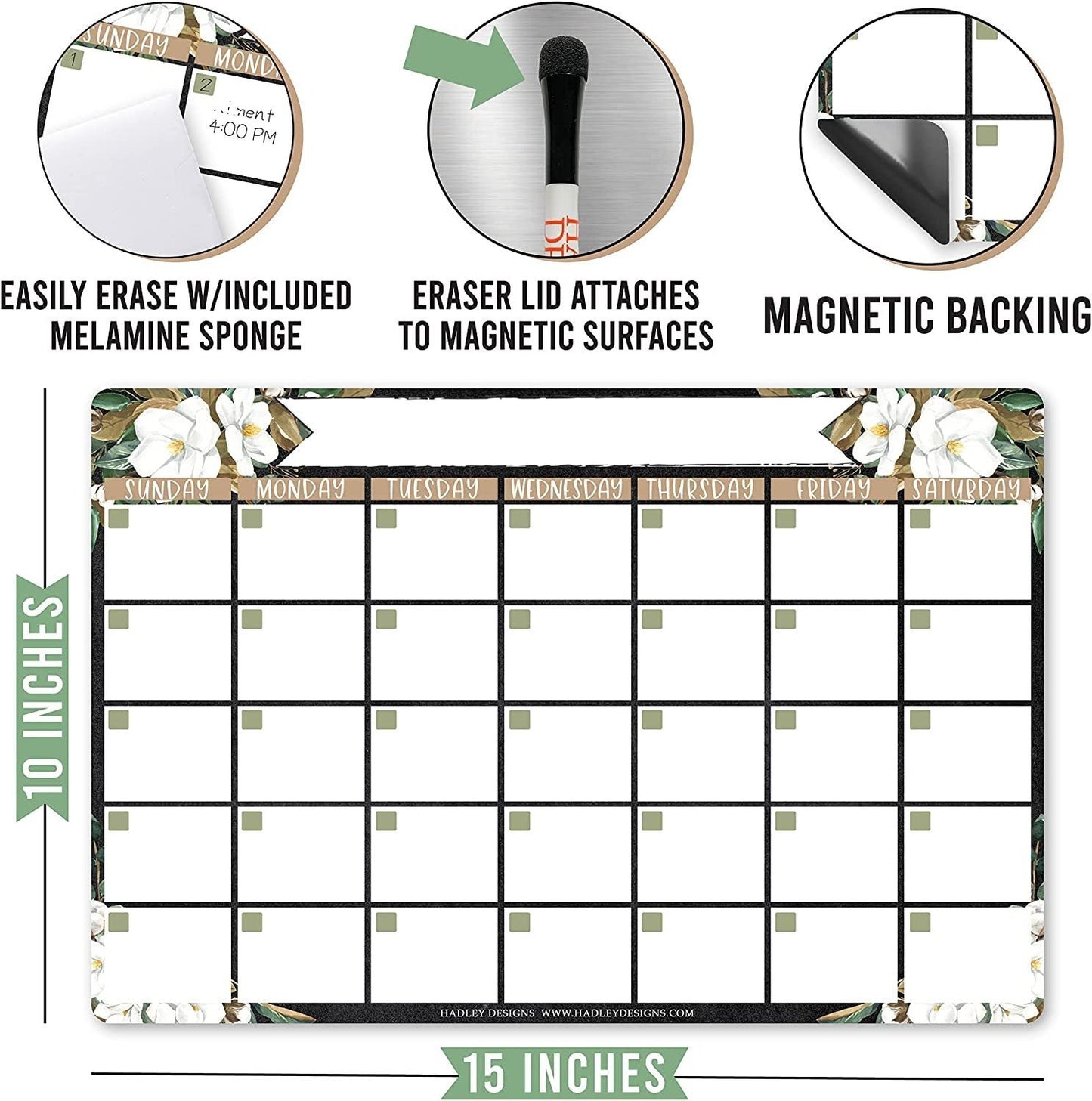 Magnolia Magnetic Calendar | Dry-Erase | Calendars & Planners