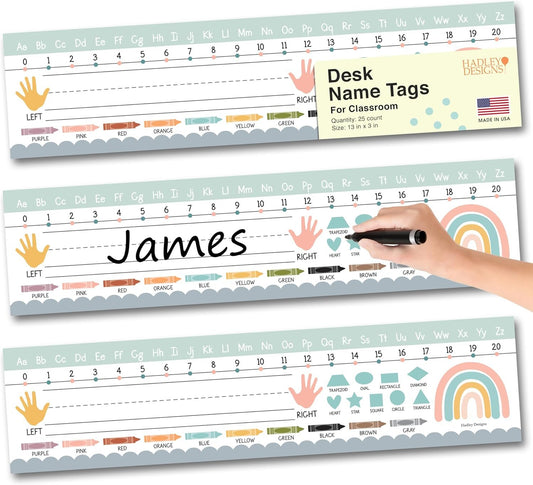 25 Boho Desk Name Plates for Classroom - Classroom Name Tags for Desk, Desk Name Tags for Classroom, Student Name Tags for Desks, Student Name Plates for Desks Classroom, Name Plate for Desk Kids