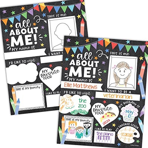 Colorful Chalk All About Me Posters | Set of 20 | Educational Posters