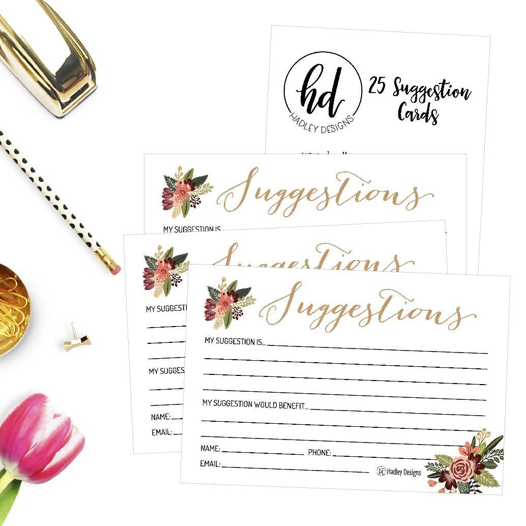 25 White Floral Suggestion Cards