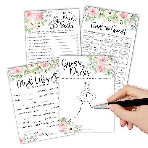 Mad Libs, Guess the Dress, Who Knows the Bride, and Find the Guest Games | Set of 40 | Bridal Shower Games