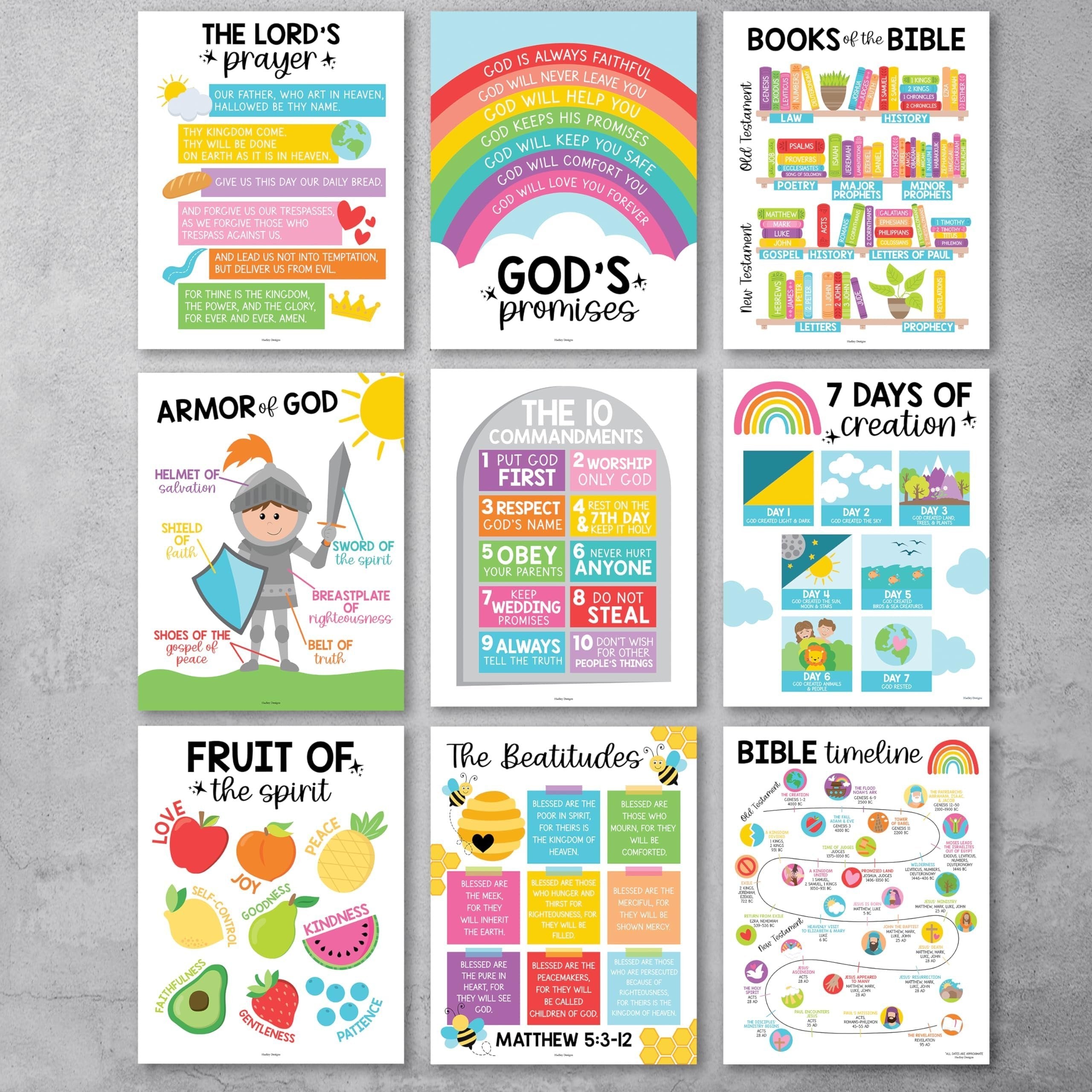 Bible Posters | Set of 9 | Sunday School Posters - SAMPLE