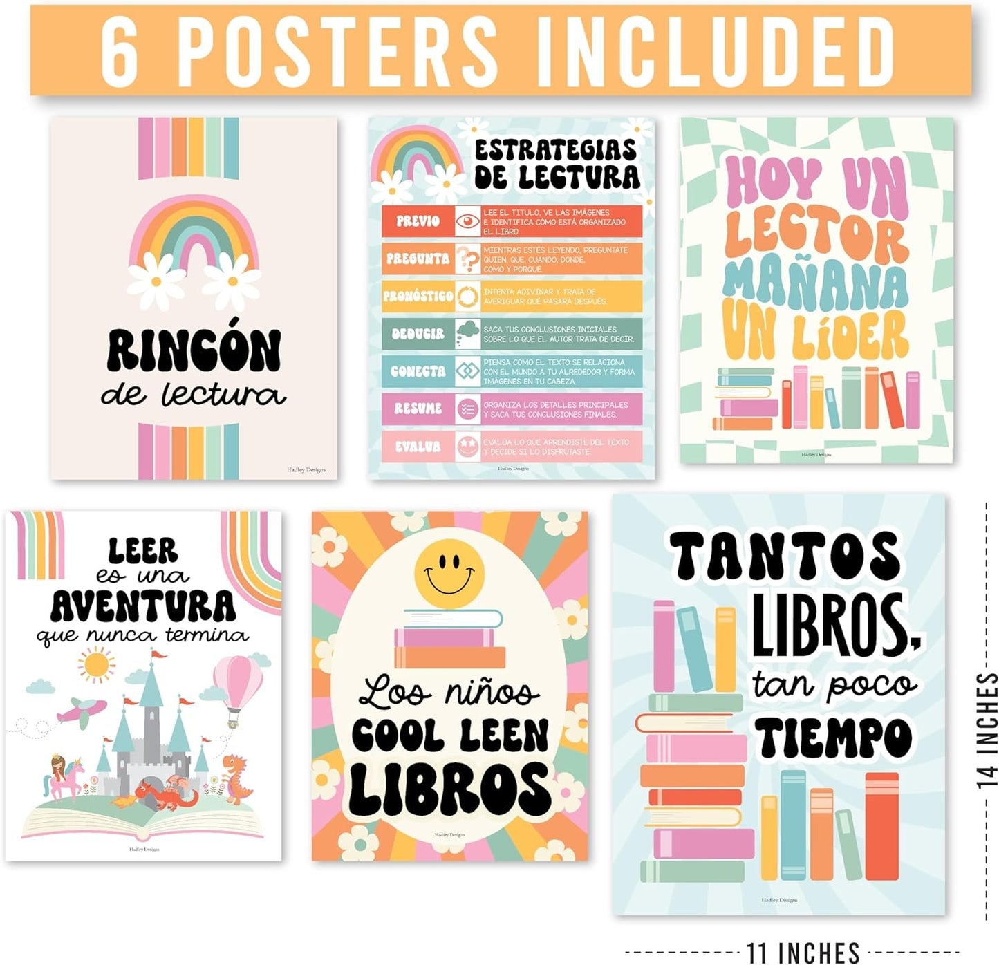 6 Retro Spanish Classroom Decorations High School - Spanish Classroom Posters Elementary, Decoracion De Area Para Salon De Lectura Posters, Rincon De Lectura Decoracion Para Salon De Clases En Español