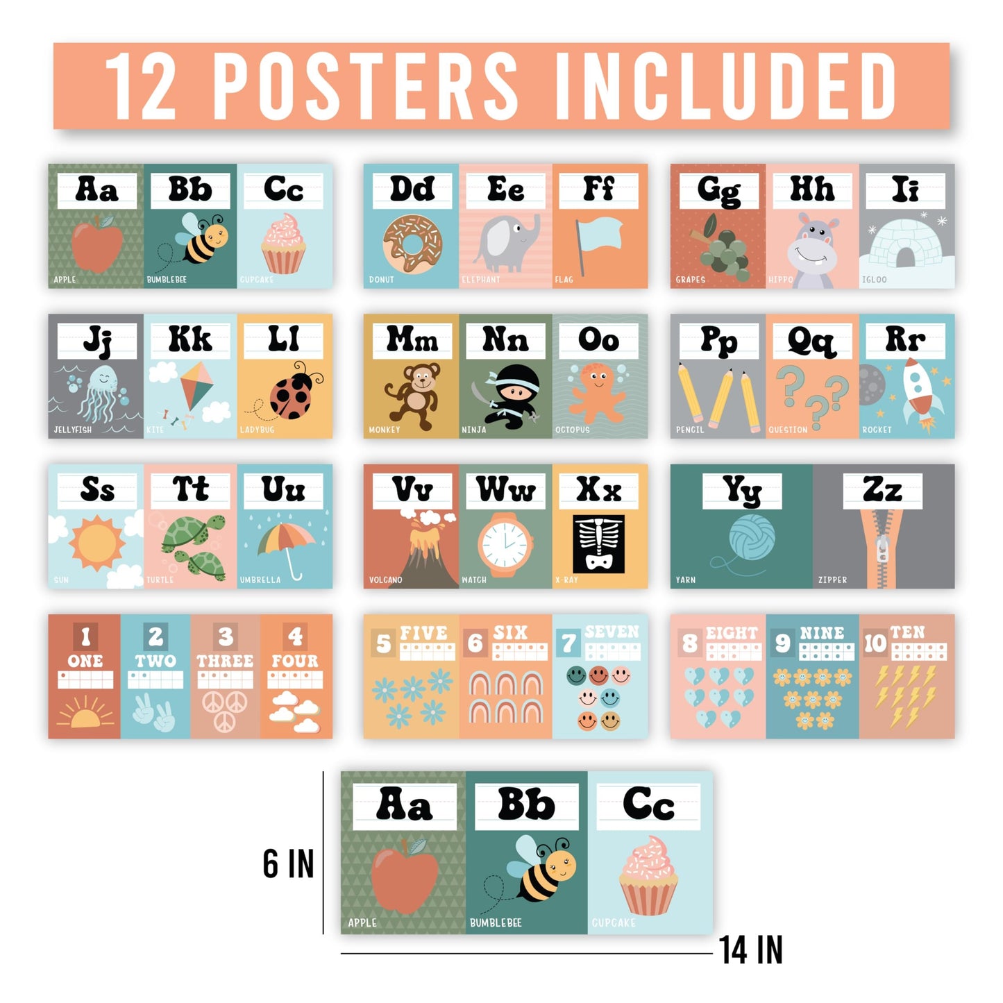 Retro Alphabet For Classroom Wall Line - Alphabet Letters For Classroom Wall, ABC Posters, Alphabet Posters, Alphabet Wall Chart, ABC Wall Chart, Alphabet Banner, Number Line For Classroom Wall