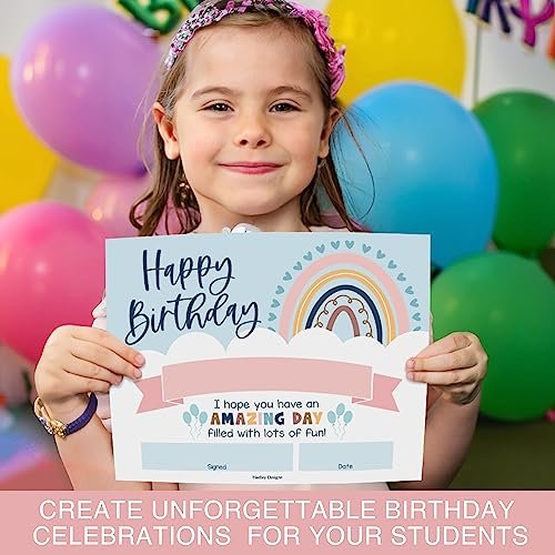 Boho Rainbow Birthday Certificates | Set of 25 | Birthday Gifts