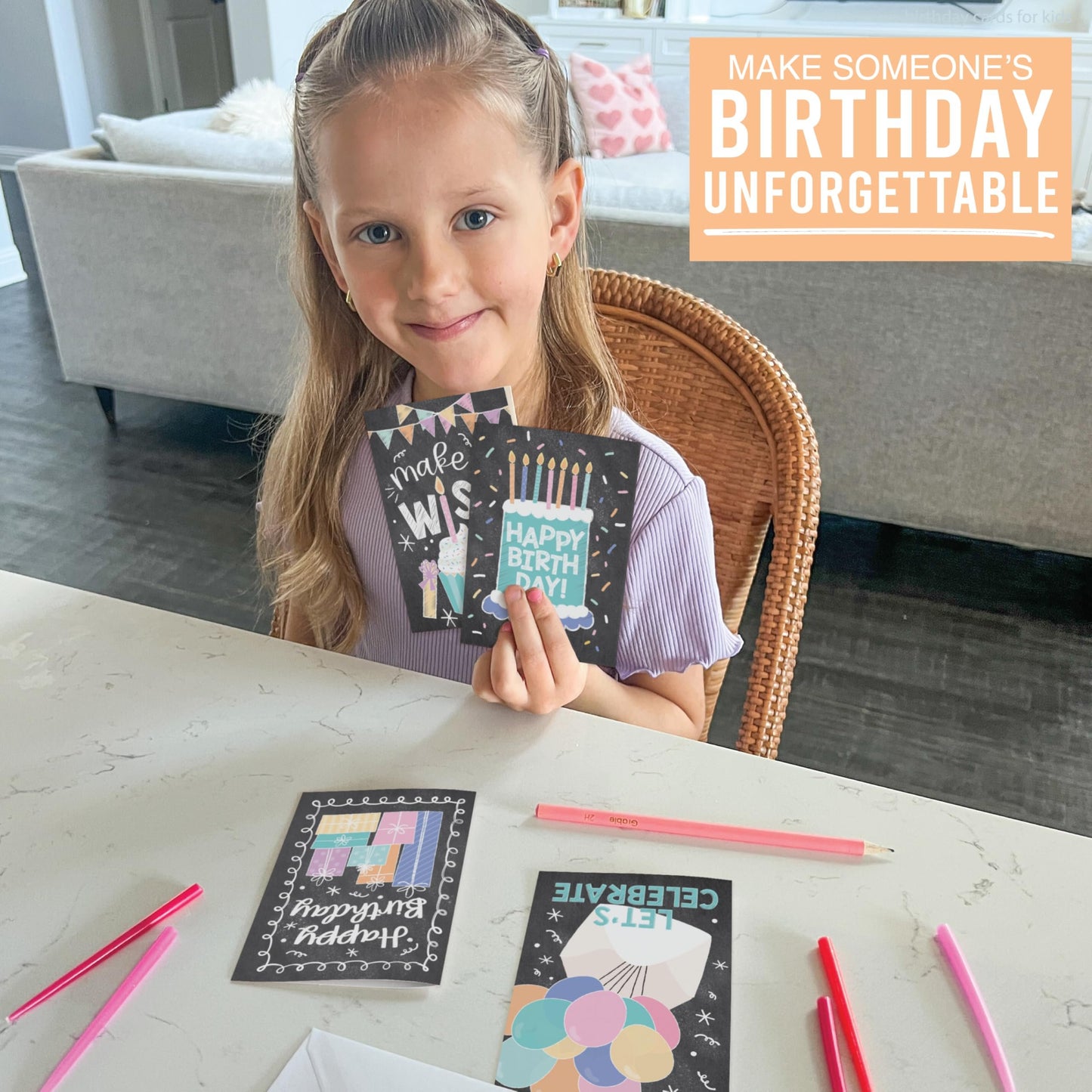 Doodle Chalk Folded Birthday Cards | Set of 54 | Cards & Party