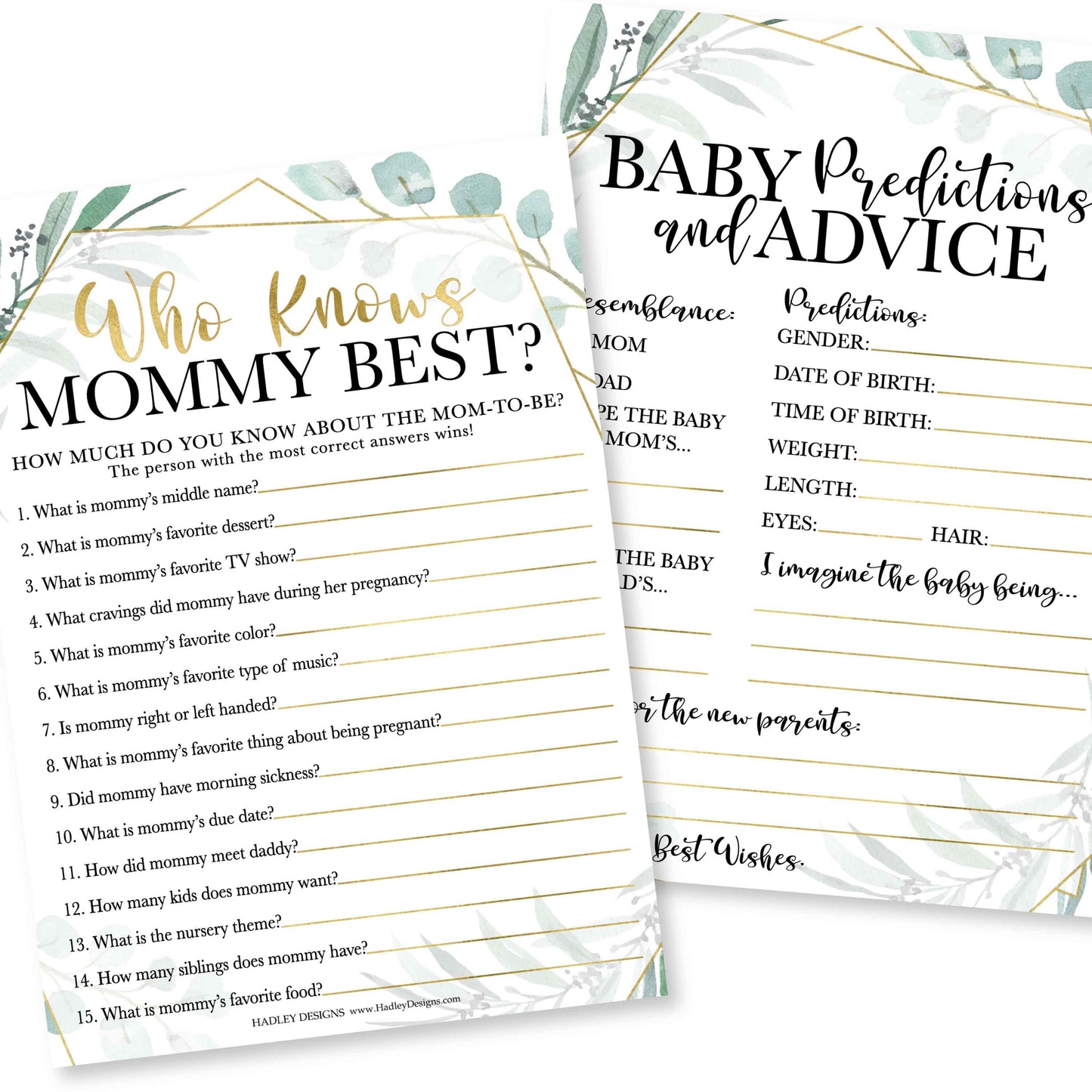 Who Knows Mommy Best, Baby Prediction & Advice Games | Set of 25 | Baby Shower Games