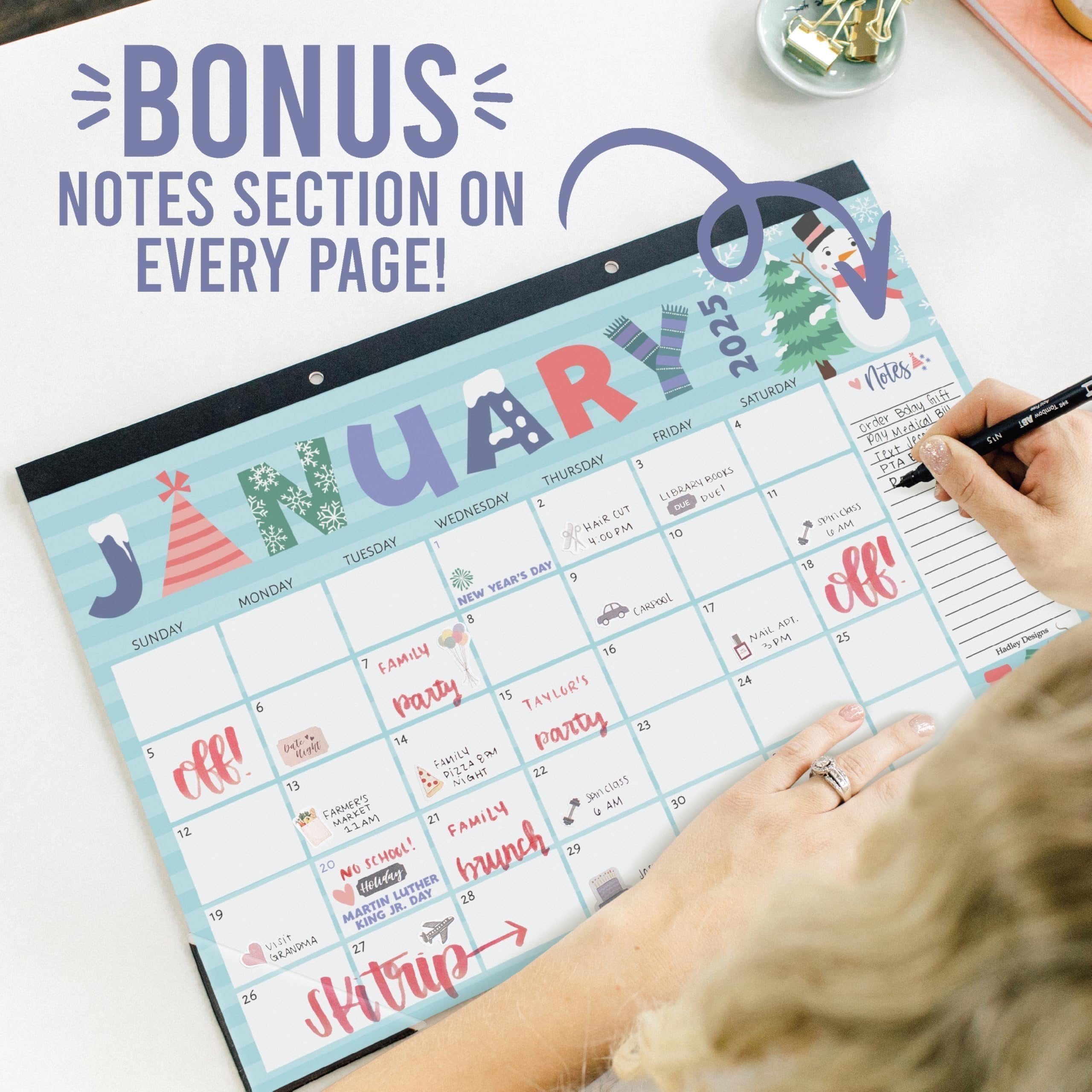 Doodle Typography Large Desk Calendar | 18-Month | 2025-2026 | Calendars & Planners - SAMPLE