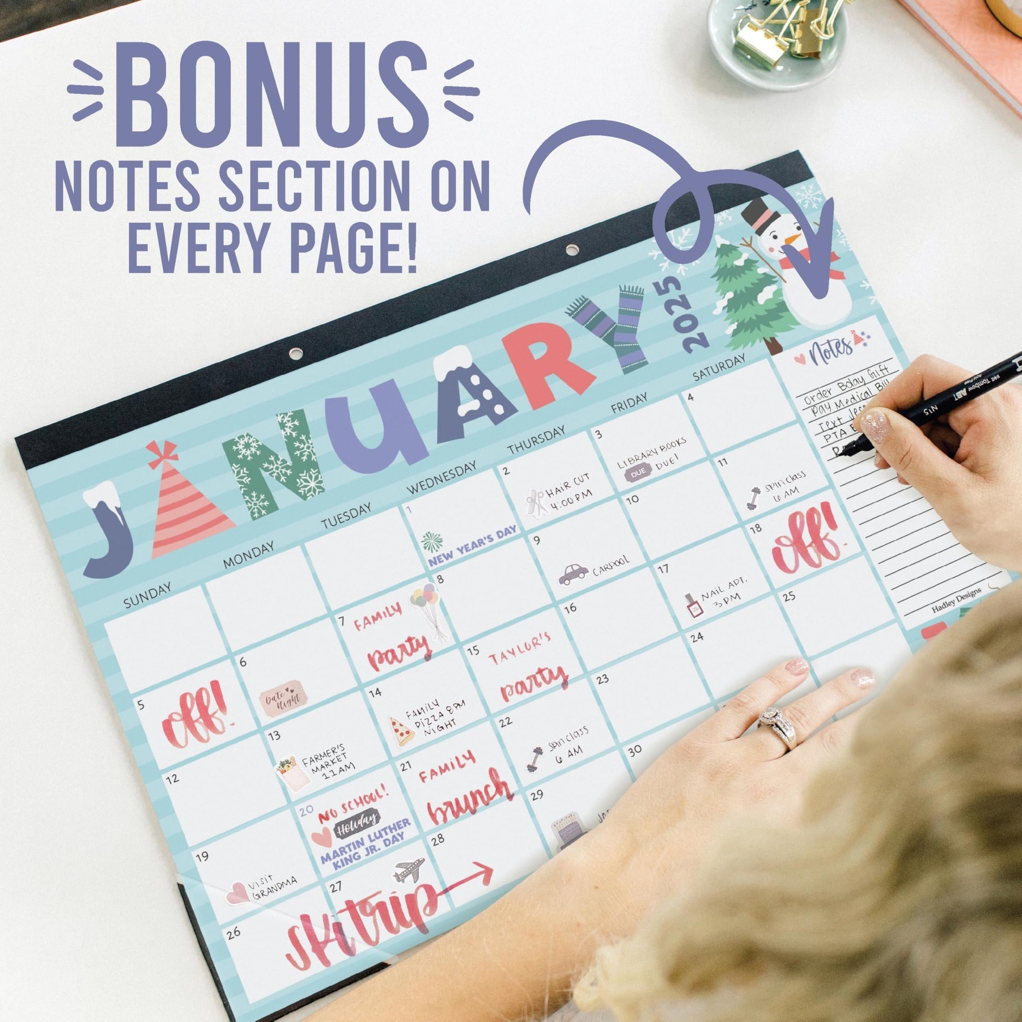 Doodle Typography Large Desk Calendar | 18-Month | 2025-2026 | Calendars & Planners - SAMPLE