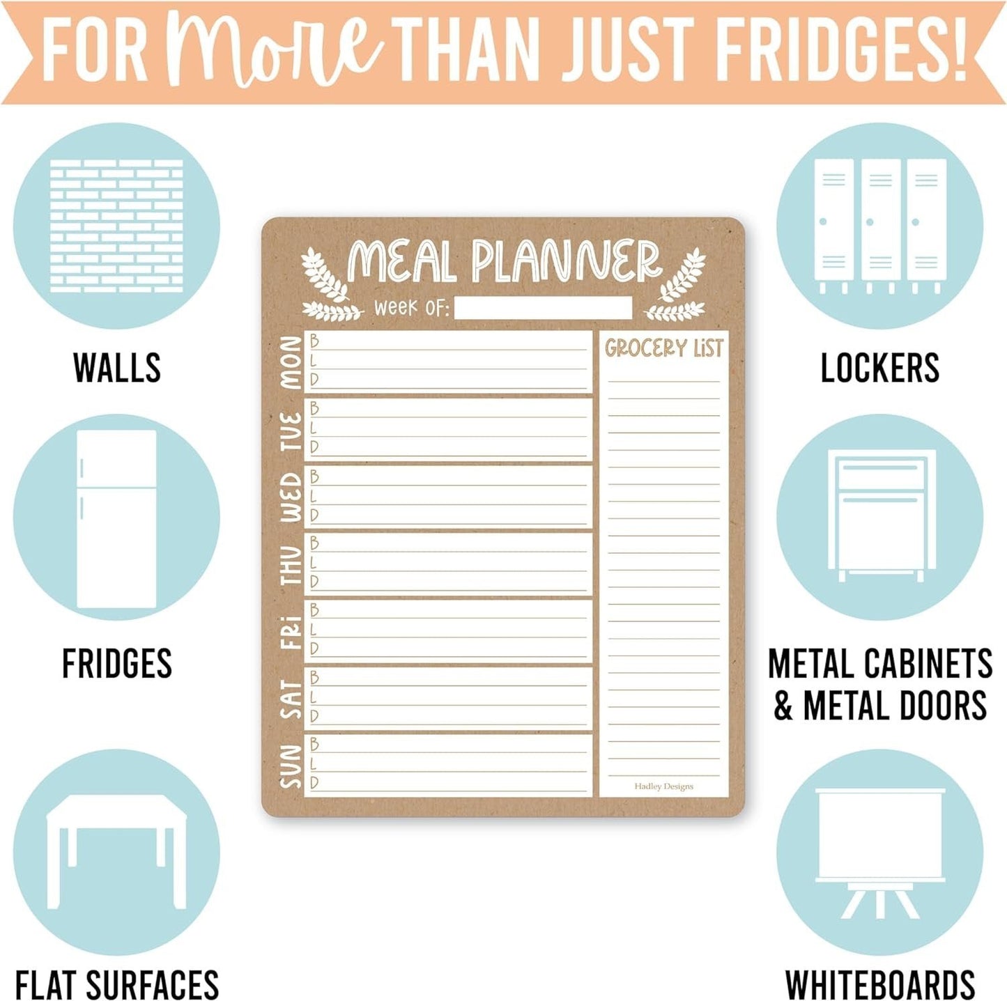 Rustic Kraft Magnetic Meal Planner | Weekly | Calendar & Planners