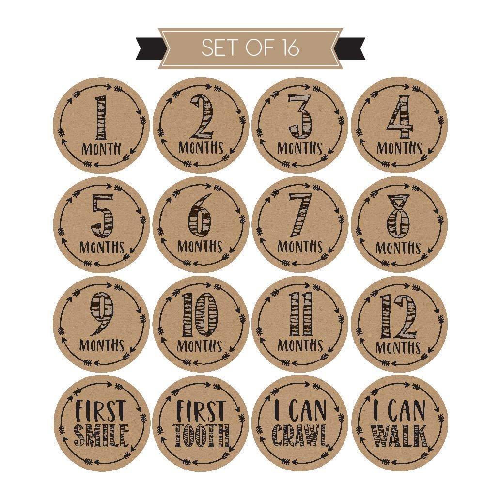 Baby Milestone Stickers | Set of 16 | Baby Supplies Scrapbook Materials