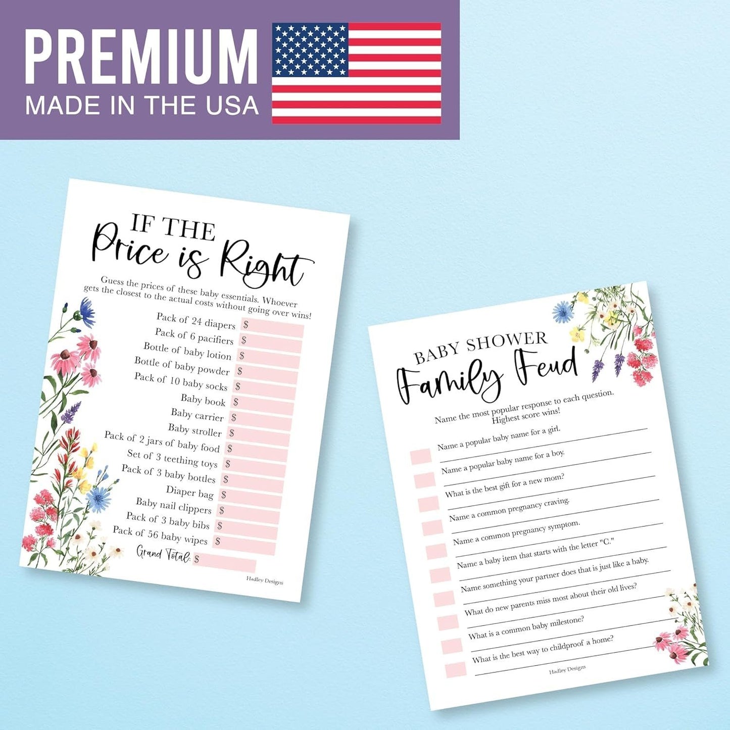Family Feud & The Price is Right Games | Set of 20 | Baby Shower Games
