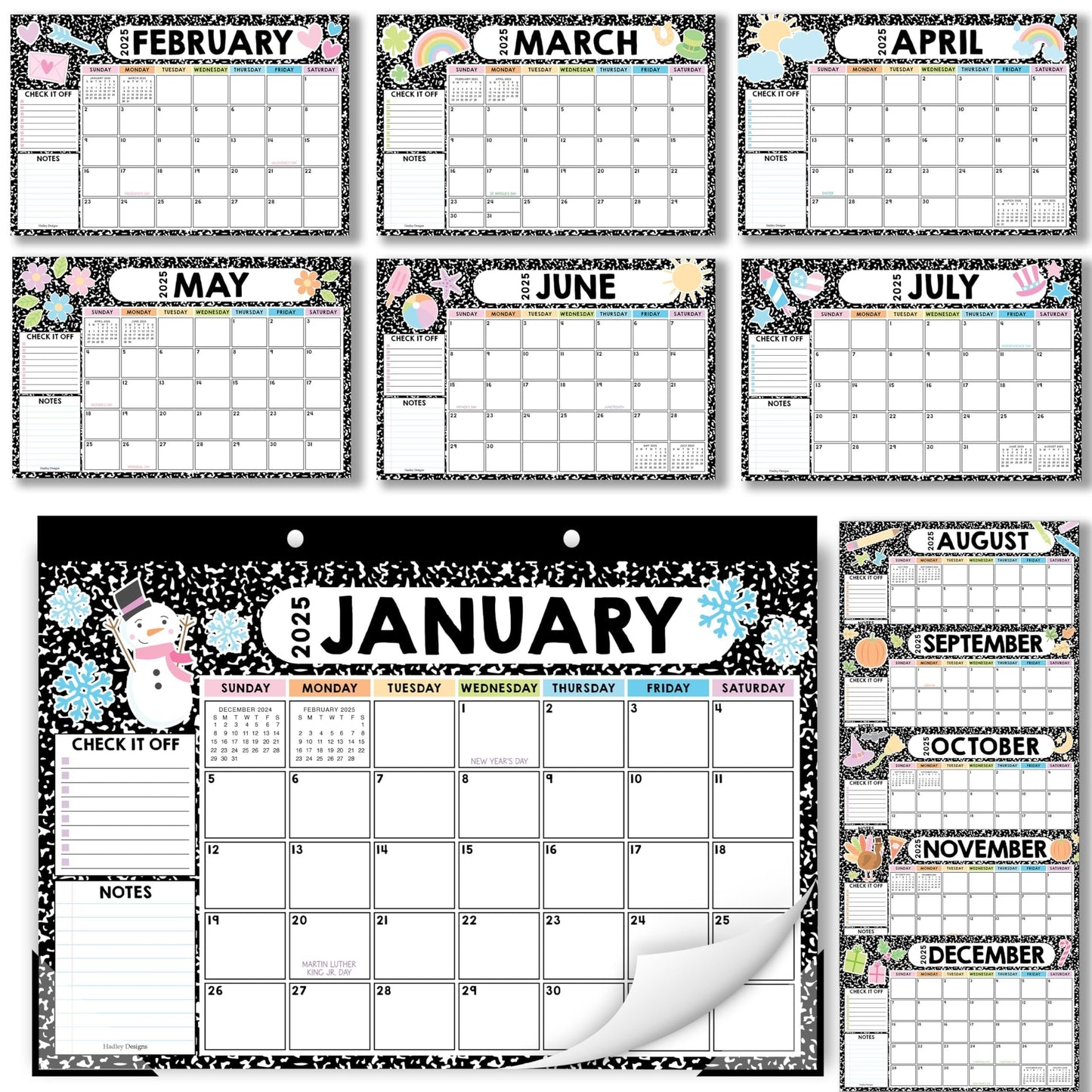 Composition Notebook Large Desk Calendar | 18-Month | 2025-2026 | Calendars & Planners