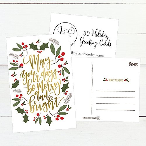 Christmas Holiday Postcards | Set of 50 | Greeting Cards