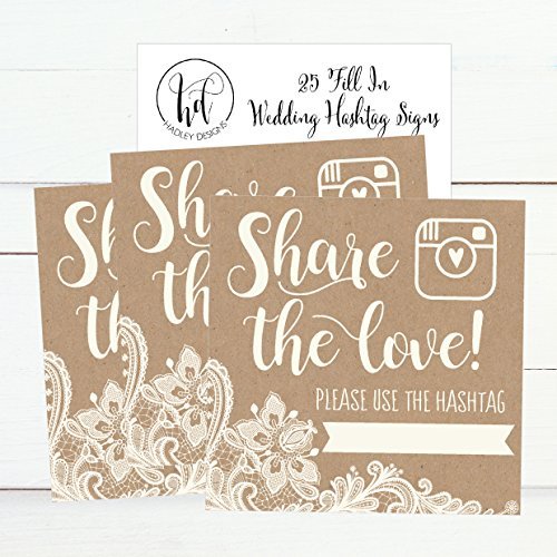 Wedding Hashtag Signs | Set of 25 | Wedding Supplies