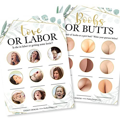 Love or Labor | Boobs or Butts | Set of 25 | Baby Shower Games