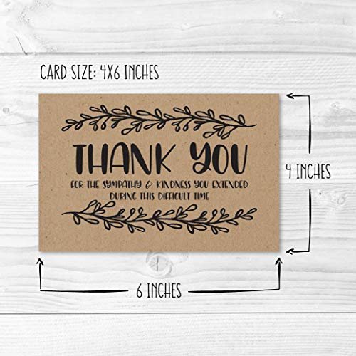 Rustic Folded Thank You Cards | Set of 24 | Sympathy