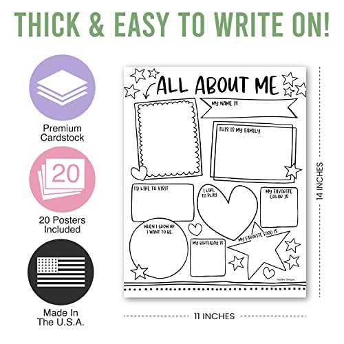 Black & White All About Me Posters | Set of 20 | Educational Posters