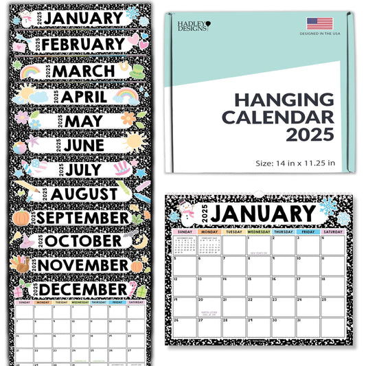 Composition Notebook Large Wall Calendar | 2025-2026 | 18 Month | Home & Office