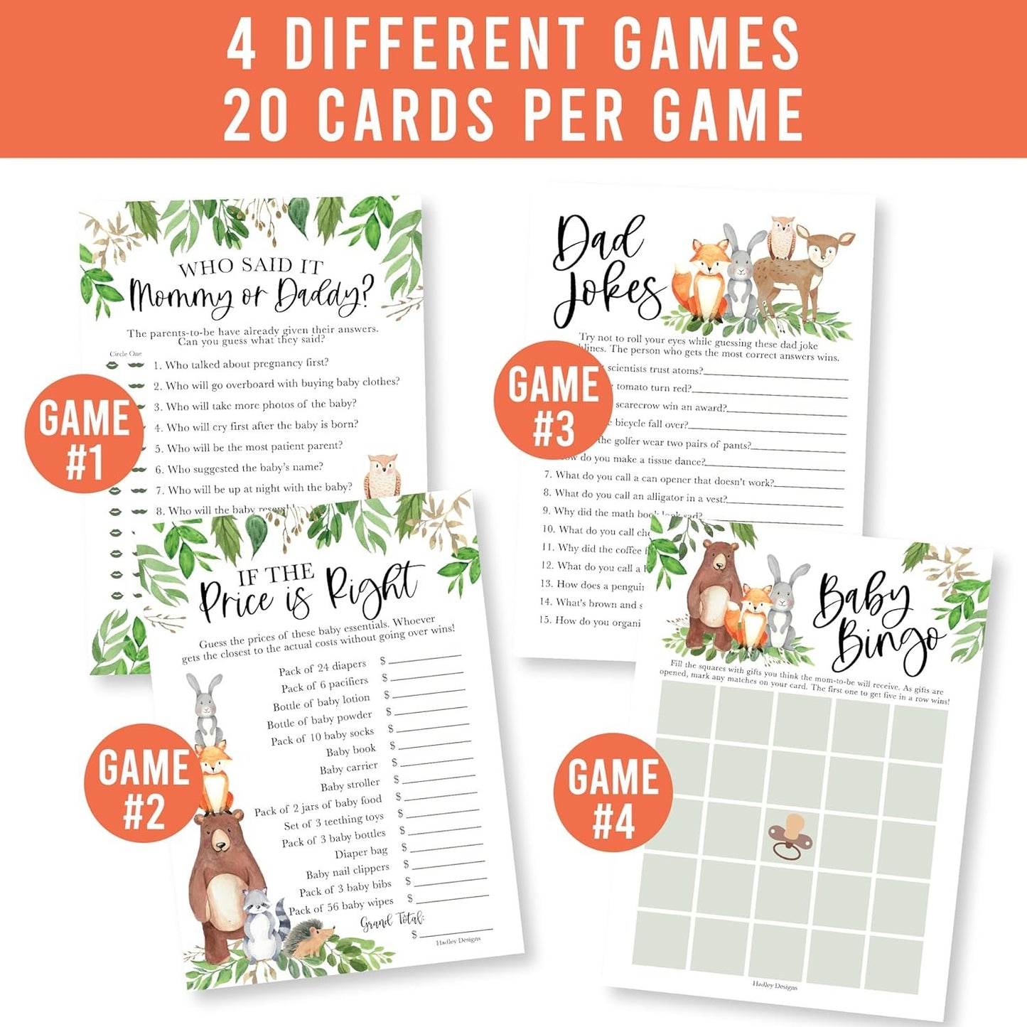 40 Woodland Baby Shower Games Gender Neutral - Baby Girl Baby Shower Bingo Game Girl, Guess Who Mommy Or Daddy Baby Shower Game, Price Is Right Baby Shower Game, Hilarious Baby Shower Games Dad Jokes