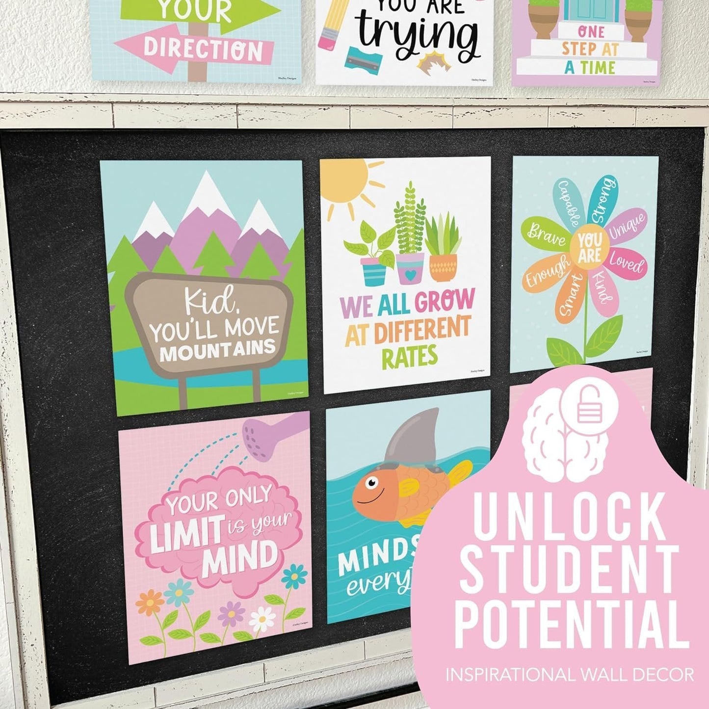 Colorful Pastel Classroom Motivational Posters | Set of 9 | Educational Supplies