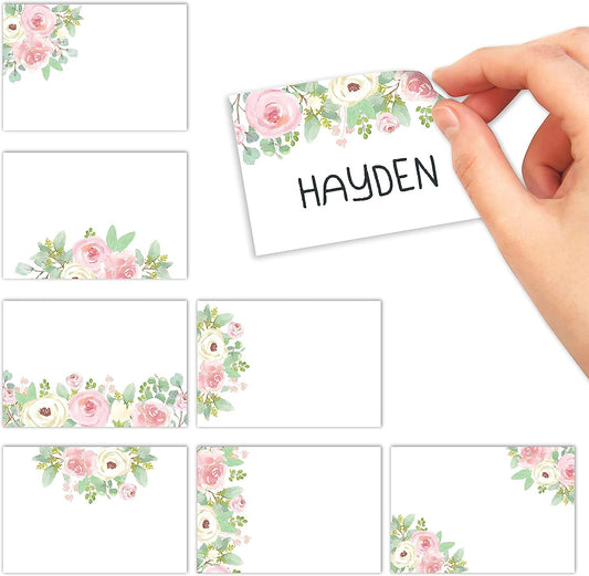 56 Floral Self Adhesive Name Tags Sticker Name Tags for Kids - Name Tag Stickers for Kids Name Labels for School, Nametags Labels for Classroom Labels for Teachers, Sticky Name Tags for Clothes