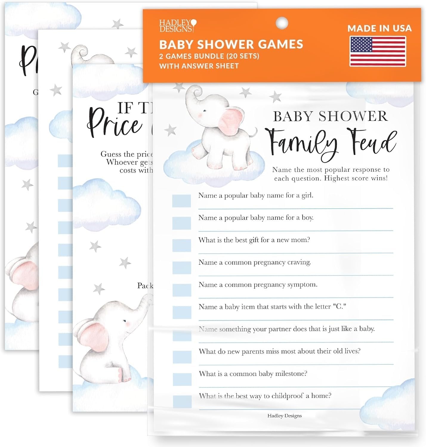 Family Feud & The Price is Right Games | Set of 20 | Baby Shower Games