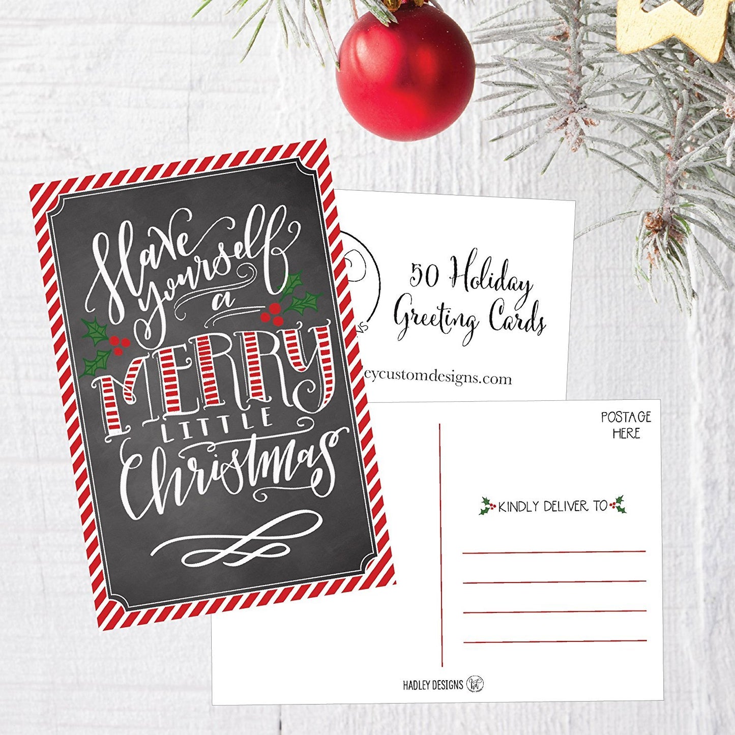 50 Holiday Greeting Cards, Cute & Fancy Blank Winter Christmas Postcard Set, Bulk Pack of Premium Seasons Greetings Note, Happy New Years Cards for Kids, Business Office or Church Thank You Notes