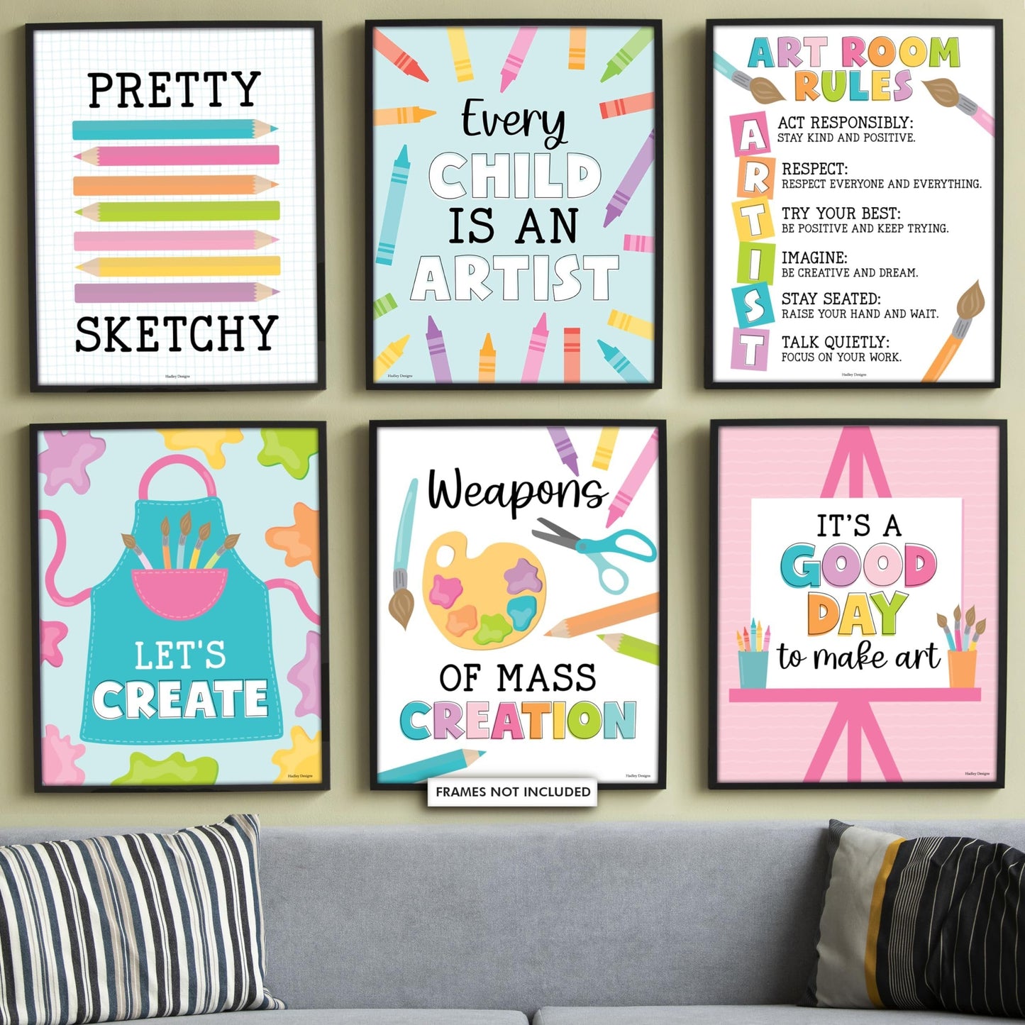 Colorful Art Motivational Posters | Set of 6 | Art Classroom Supplies