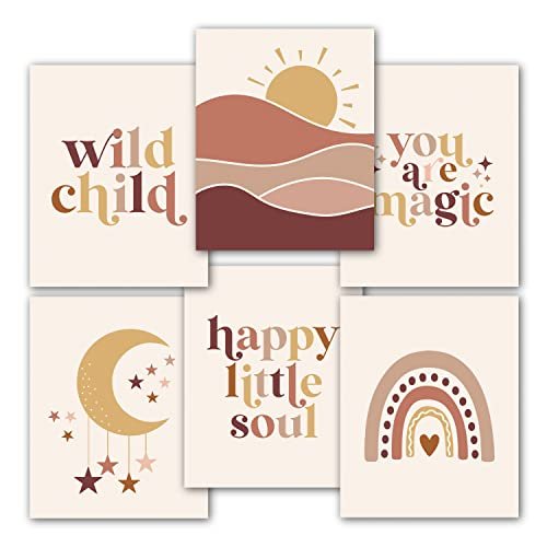 Boho Children's Wall Art | Set of 6 | Nursery Decor