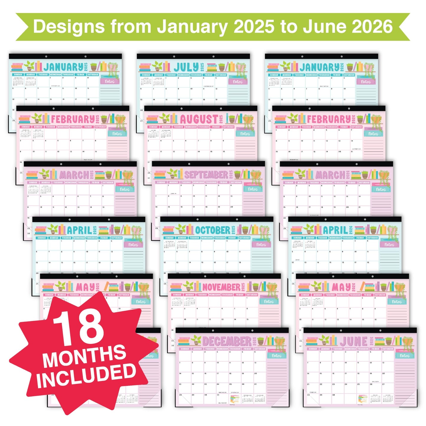 Book Large Desk Calendar | 18-Month | 2025-2026 | Calendars & Planners