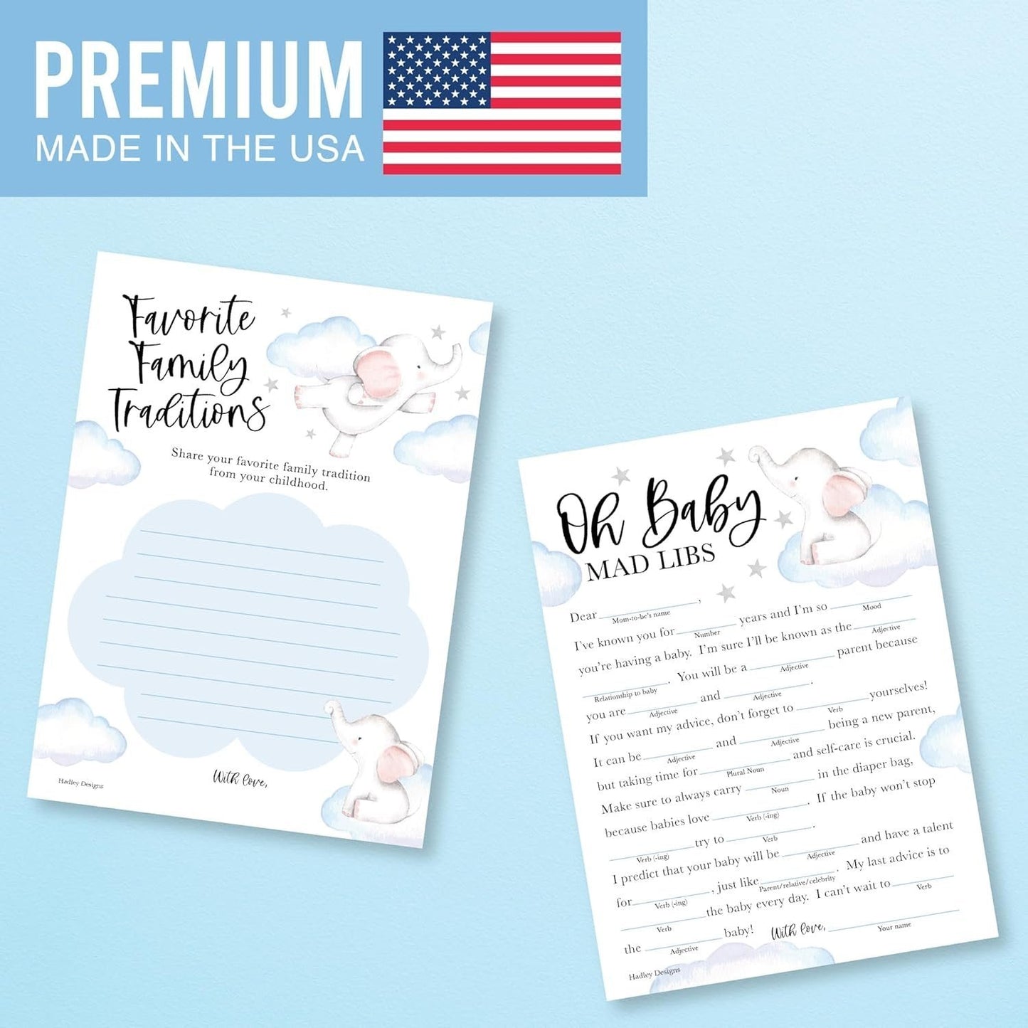 Baby Mad Libs & Family Traditions Games | Set of 20 | Baby Shower Games