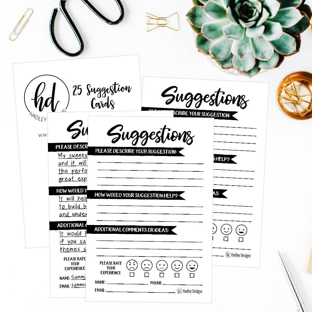 Suggestion Cards | Set of 24 | 4x6 | Business Supplies