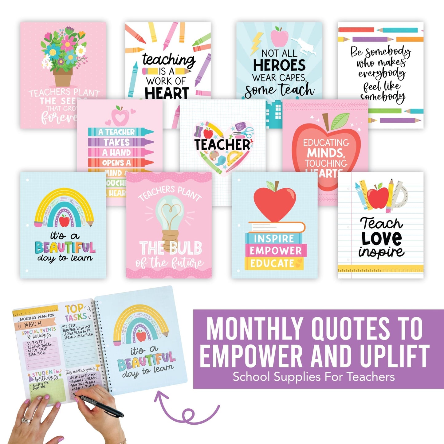 Colorful Chalk Undated Teacher Planner | 2025-2026 | Teaching Supplies