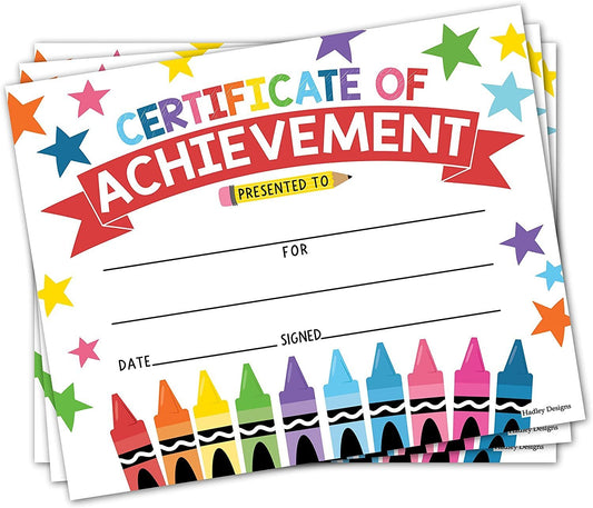 Colorful Crayons Certificate of Achievement | Set of 25 | Awards