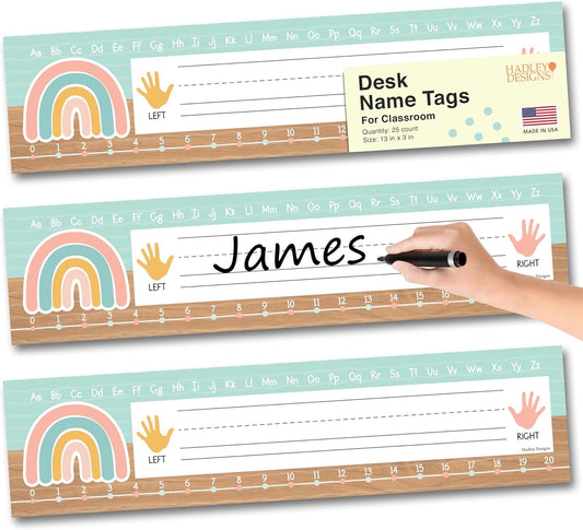 25 Colorful Desk Name Plates for Classroom - Classroom Name Tags for Desk, Desk Name Tags for Classroom, Student Name Tags for Desks, Student Name Plates for Desks Classroom, Name Plate for Desk Kids