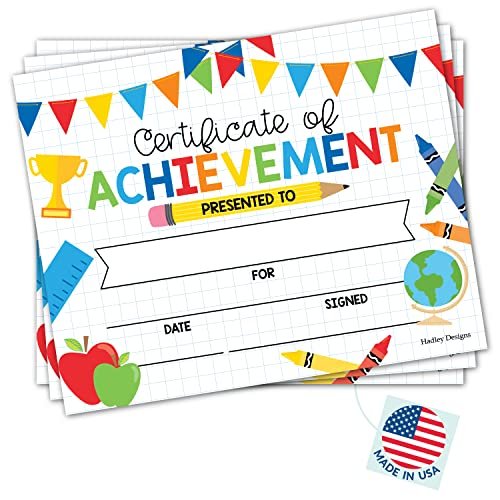 Colorful Supplies Certificate of Achievement | Set of 25 | Awards