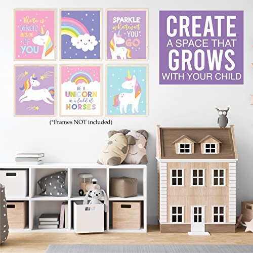 Unicorn Children's Wall Art | Set of 6 | Home Decor