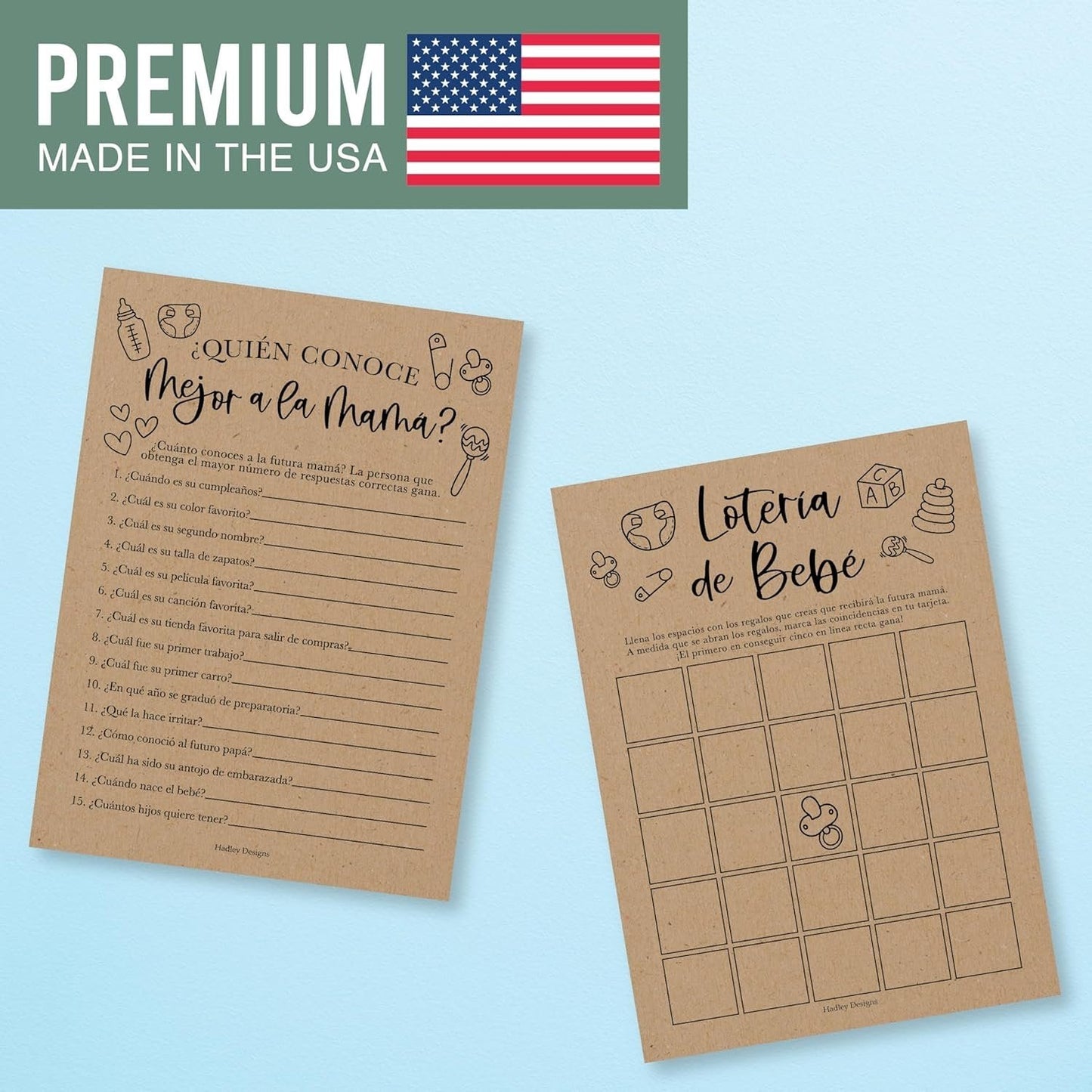 Spanish Baby Bingo | Who Knows Mommy Best | Set of 20 | Spanish Baby Shower Games