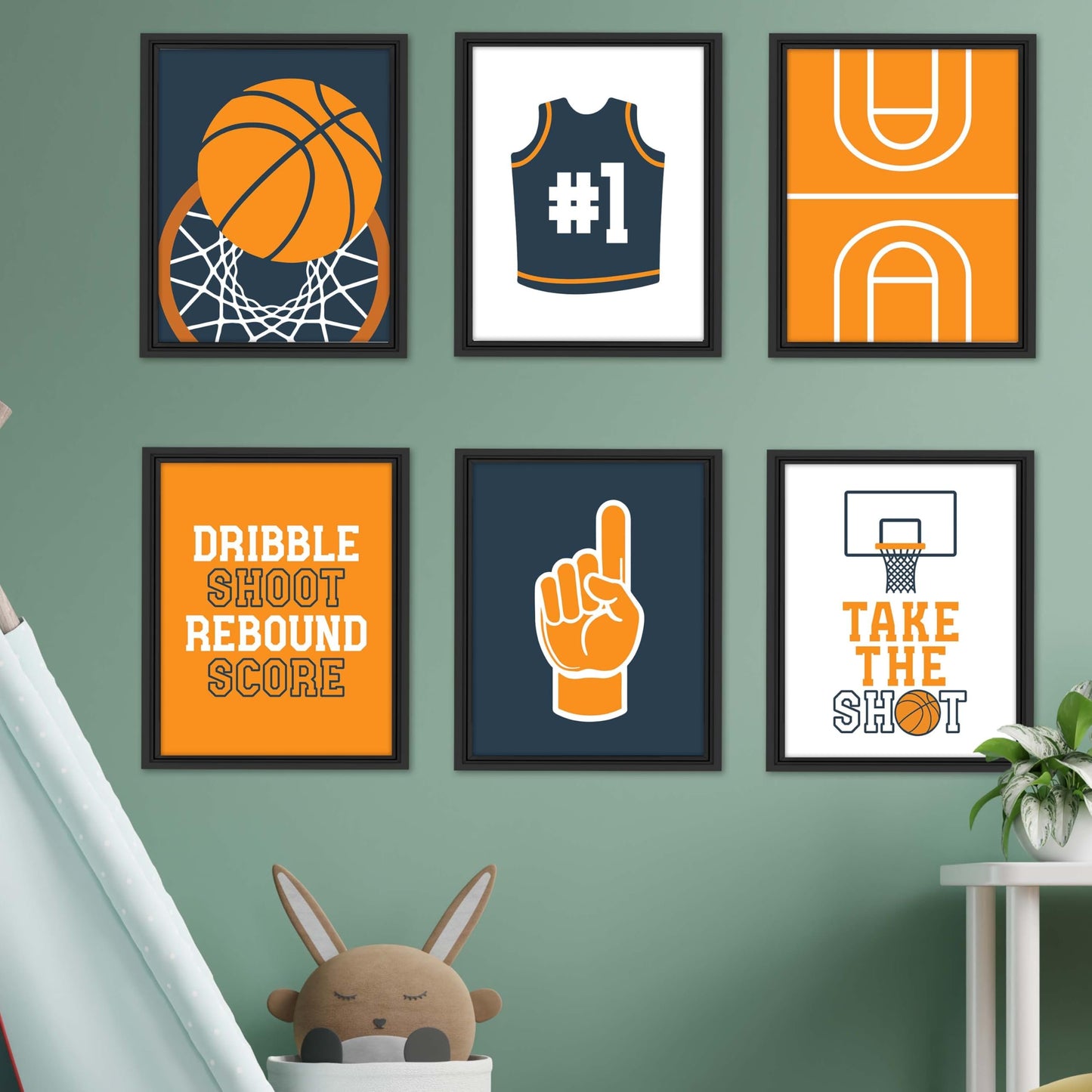 Basketball Children's Wall Art | Set of 6 | Home Decor