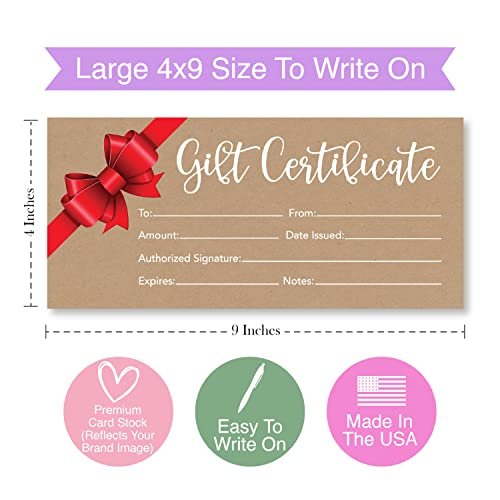 Blank Gift Certificates | Set of 25 | Gifts & Business