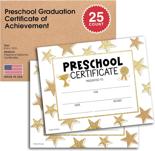 Gold Stars PreK Certificate of Achievement | Set of 25 | Awards