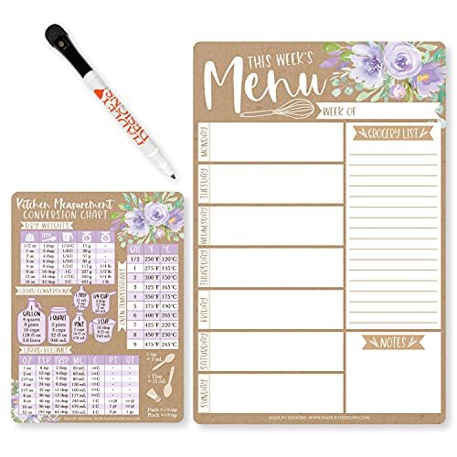 Purple Kraft Floral Magnetic Meal Planner | Weekly | Calendar & Planners